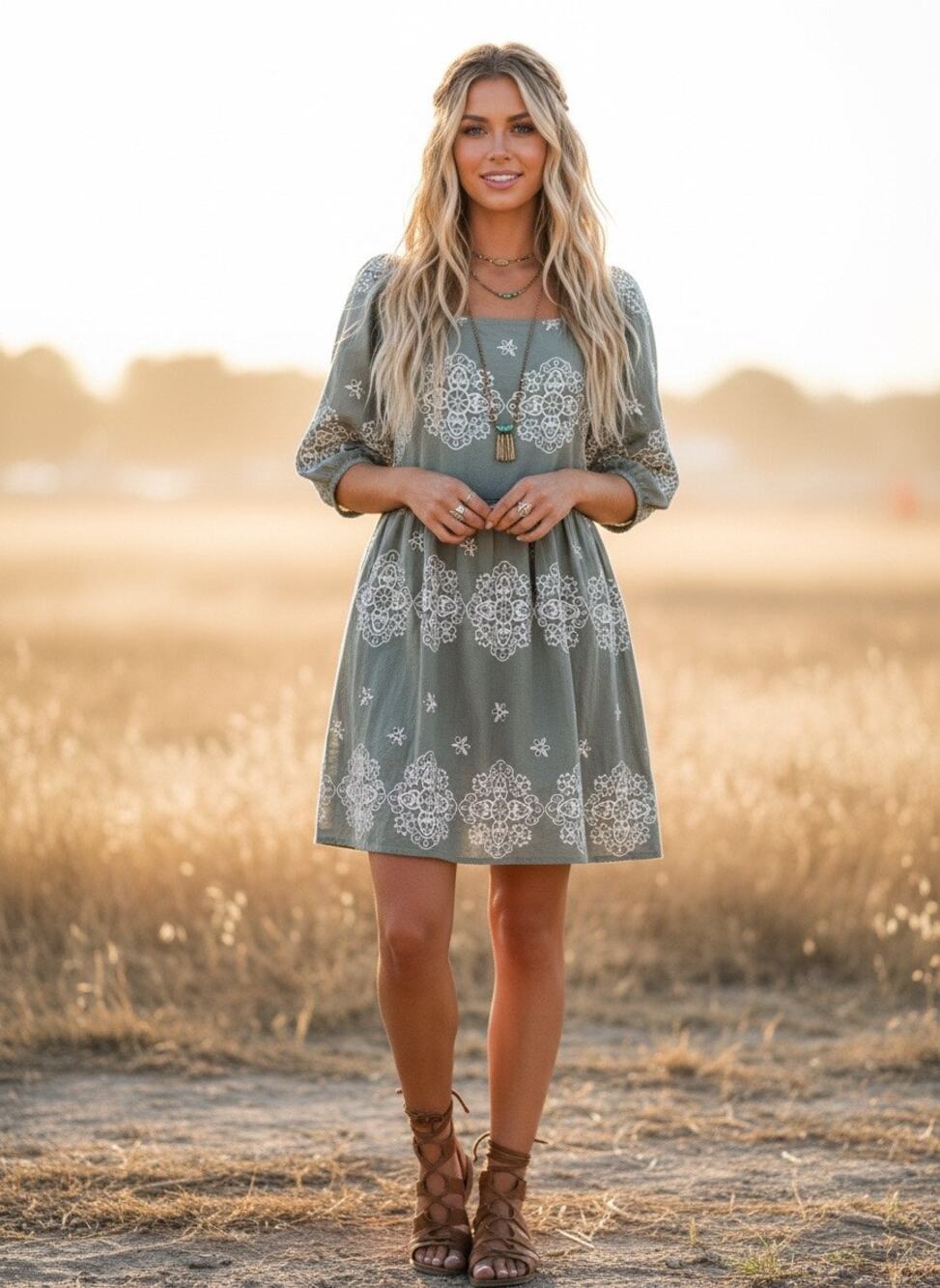 Lanidor Embroidered Cotton Mini Dress